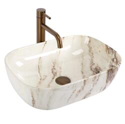 Rea Belinda Marrone Shiny, pultra szerelhető mosdó 465×330×135 mm, Marrone kőutánzat, REA-U3601 (REA-U3601)