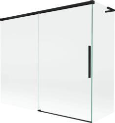 Mexen Rox, L tolóajtós, kétszárnyú kádparaván 180 + 90 x 150 cm, 8 mm-es átlátszó üveg, matt fekete profil, 8C9L-180-090-70-00 (8C9L-180-090-70-00)