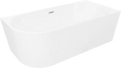 Mexen Silo, sarok szabadon álló, hornyolt kád, jobb oldali, 170 x 80 cm, fényes fehér, acél túlfolyó, 52891708000P-97 (52891708000P-97)