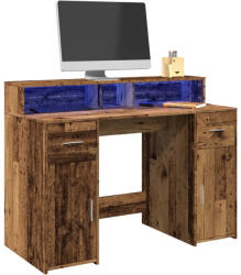 vidaXL Antik Fa Színű Szerelt Fa Íróasztal LED-ekkel 120 x 55 x 91 cm
