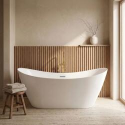 Rea FERRANO Slim, szabadon álló kád 1520×730×670 mm, fehér, fekete lefolyófedél, KPL-W6080 (KPL-W6080)