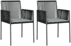 vidaXL 2 db Fekete Polyrattan Kerti Szék Párnával 54x60, 5x83, 5 cm