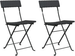vidaXL 2 db Fekete Polyrattan Összecsukható Bisztrószék