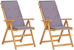 vidaXL 2 db Barna Tömör Akácfa Dönthető Kerti Szék