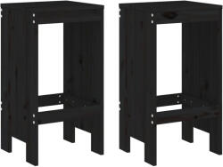 vidaXL 2 db Fekete Tömör Fenyőfa Bárszék 40X36X75 cm