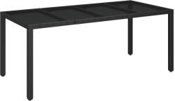 vidaXL Fekete Polyrattan Üveglapos Kerti Asztal 190 x 90 x 75 cm