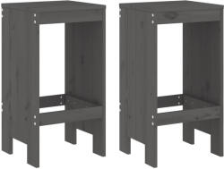 vidaXL 2 db Szürke Tömör Fenyőfa Bárszék 40X36X75 cm
