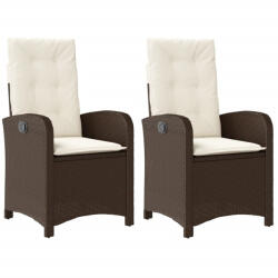 vidaXL 2 db Barna Polyrattan Dönthető Kerti Szék Párnákkal