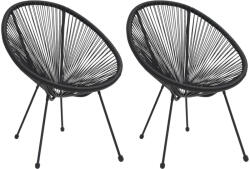 vidaXL 2 db Fekete Rattan Kerti Kagylószék