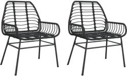 vidaXL 2 db Fekete Polyrattan Kerti Szék