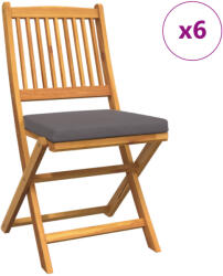 vidaXL Összecsukható Kerti Székek Szürke Párnával 6 db Tömör Akácfából