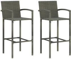 vidaXL 2 db Szürke Polyrattan Bárszék