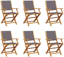 vidaXL 6 db Antracitszürke Szövet És Tömör Fa Összecsukható Kerti Szék