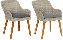 vidaXL Kerti Székek Párnákkal 2 db Világosszürke Poli Rattan