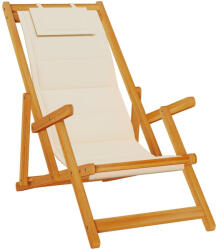 vidaXL Krém Akácfa & Textilene Összecsukható Strandszék Karfával
