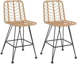 vidaXL 2 db Bárszék Polietilén Rattan És Acél 45x56x103, 5 cm