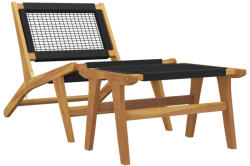 vidaXL Tömör Tíkfa És Poliészter Kerti Szék Lábtartóval