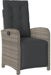 vidaXL Szürke Polyrattan Dönthető Kerti Szék Lábtartóval