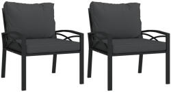 vidaXL 2 db Acél Kerti Szék Szürke Párnákkal 68x76x79 cm