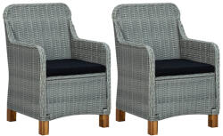 vidaXL 2 db Világosszürke Polyrattan Kerti Szék Párnával