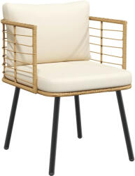 vidaXL Természetes Polyrattan Kerti Szék Párnákkal