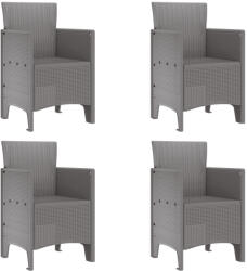 vidaXL Kertiszék 4 db Világosszürke Poli Rattan