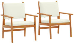 vidaXL Kerti Szék Párnával 2 db Krémszín Tömör Akácfa