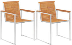 vidaXL 2 db Tömör Akácfa És Rozsdamentes Acél Kerti Szék