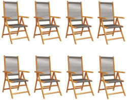 vidaXL 8 db Szürke Tömör Akácfa Dönthető Kerti Szék