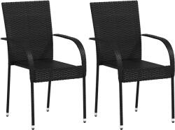 vidaXL 2 db Fekete Rakásolható Polyrattan Kültéri Szék