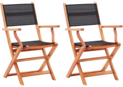 vidaXL 2 db Fekete Eukaliptuszfa És Textilén Összecsukható Kerti Szék