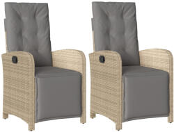 vidaXL 2 db Vegyes Bézs Polyrattan Dönthető Kerti Szék Lábtartóval