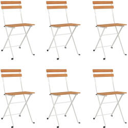 vidaXL 6 db Tömör Tíkfa És Acél Összecsukható Bisztrószék