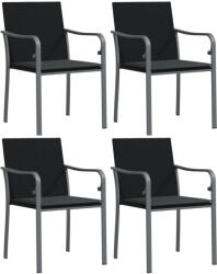 vidaXL 4 db Fekete Polyrattan Kerti Szék Párnával 56X59X84 cm