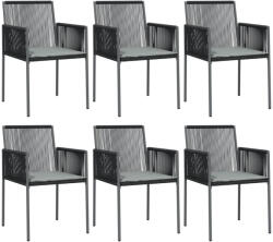 vidaXL 6 db Fekete Polyrattan Kerti Szék Párnával 54X60, 5X83, 5 cm
