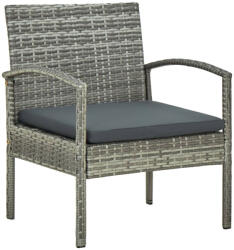 vidaXL Szürke Polyrattan Kerti Szék Párnával