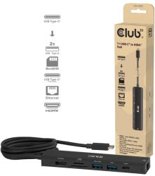 Club 3D Notebook Dokkoló - CSV-2555 (140W, USB-C to 4K60Hz HDMI, USB-C, RJ-45, 2x USB-A, MicroSD, SD) (CSV-2555)