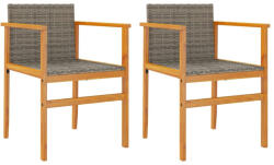 vidaXL 2 db Szürke Polyrattan És Tömör Fa Kerti Szék