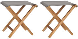 vidaXL 2 db Sötétszürke Tömör Tíkfa És Szövet Összecsukható Szék