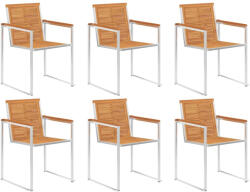 vidaXL 6 db Tömör Akácfa És Rozsdamentes Acél Kerti Szék