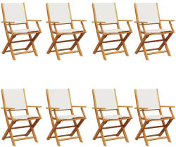 vidaXL 8 db Krémfehér Szövet És Tömör Fa Összecsukható Kerti Szék