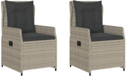 vidaXL 2 db Világosszürke Polyrattan Dönthető Kerti Szék