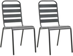 vidaXL 2 db Szürke Rakásolható Acél Kültéri Szék