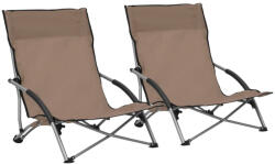 vidaXL 2 db Összecsukható Tópszínű Szövet Strandszék