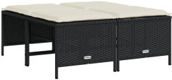 vidaXL 4 db Fekete Polyrattan Kerti Szék Párnákkal