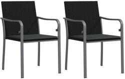 vidaXL 2 db Fekete Polyrattan Kerti Szék Párnával 56x59x84 cm
