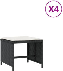 vidaXL 4 db Fekete Polyrattan Kerti Szék Párnával 41x41x36 cm