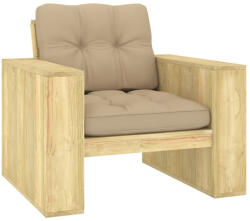 vidaXL Impregnált Fenyőfa Kerti Szék Bézs Párnákkal