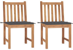 vidaXL 2 db Tömör Tíkfa Kerti Szék Párnával