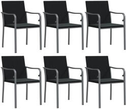 vidaXL 6 db Fekete Polyrattan Kerti Szék Párnával 56X59X84 cm